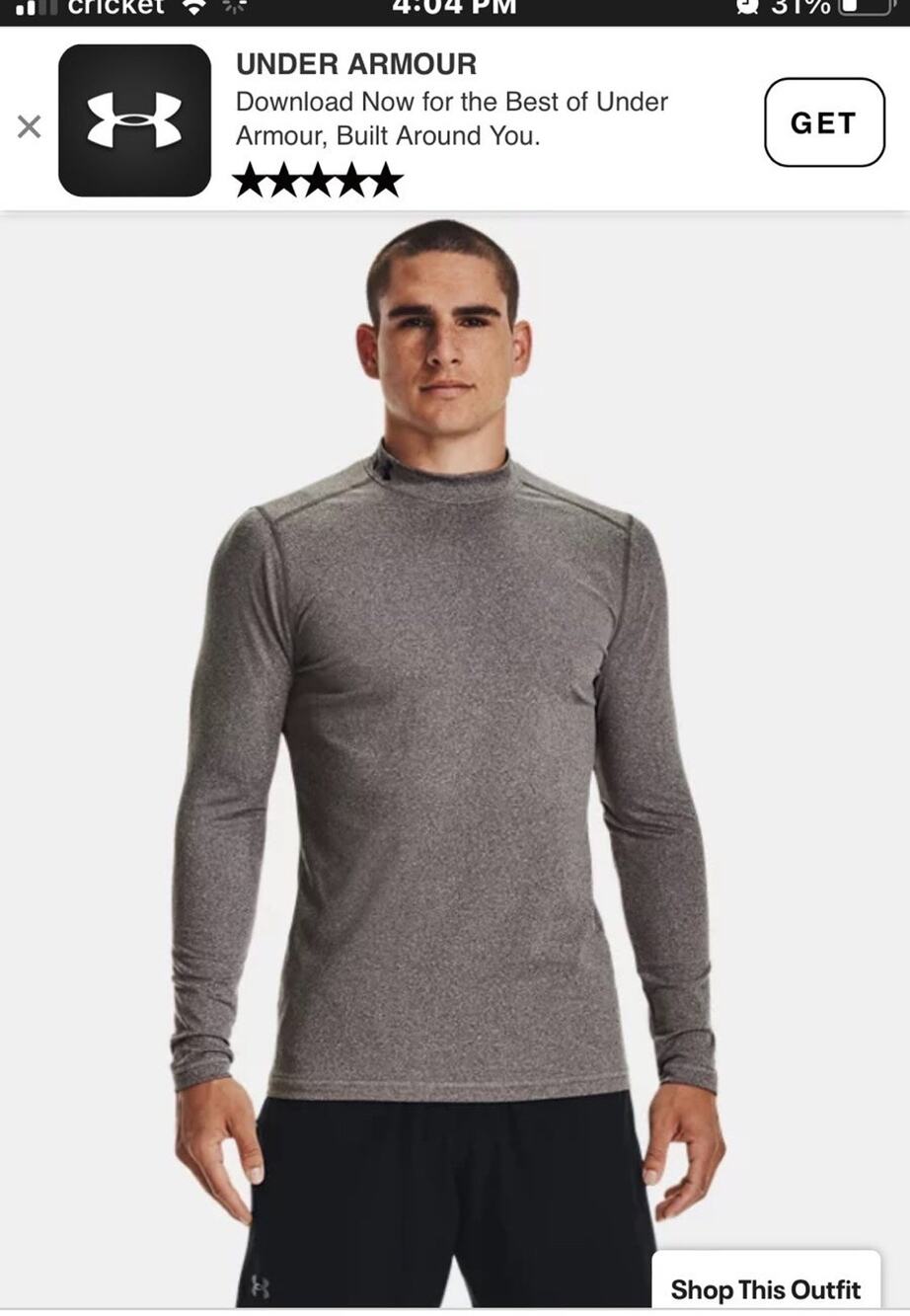 Under Armour Men's ColdGear® Armour Fitted Mock Long Sleeve charcoal size XL
